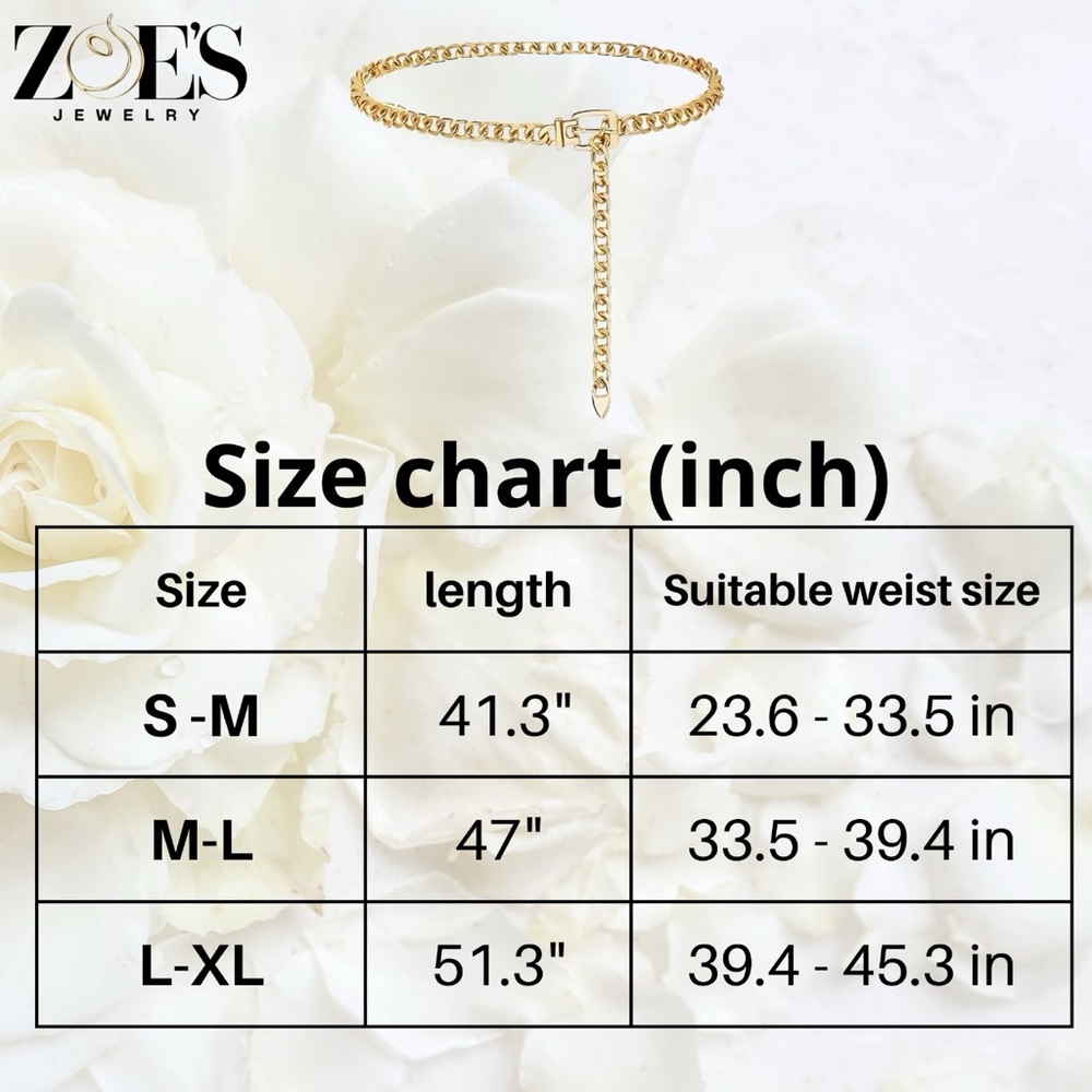 Gold Chain Link With Buckle Closure, Adjustable Fashion Waist Chain Size S M L - Picture 9 of 9